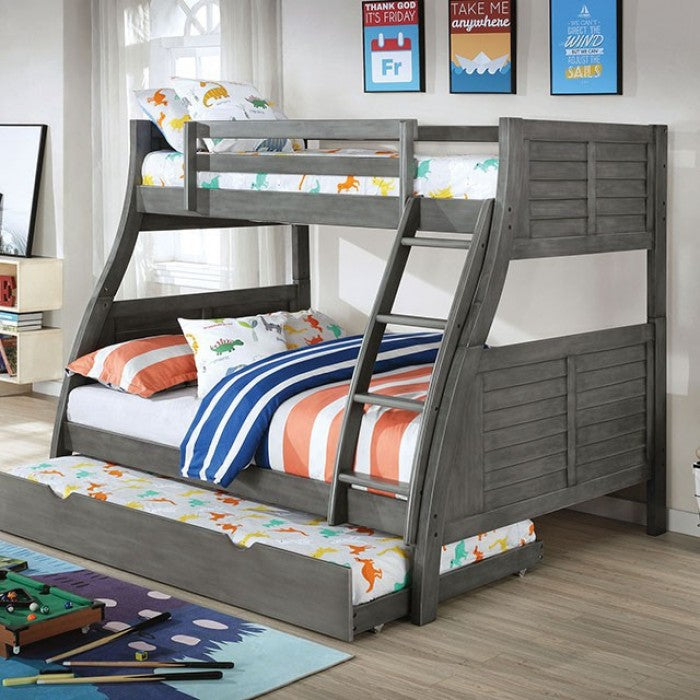 Hoople Gray Solid Wood White Bunk Bed