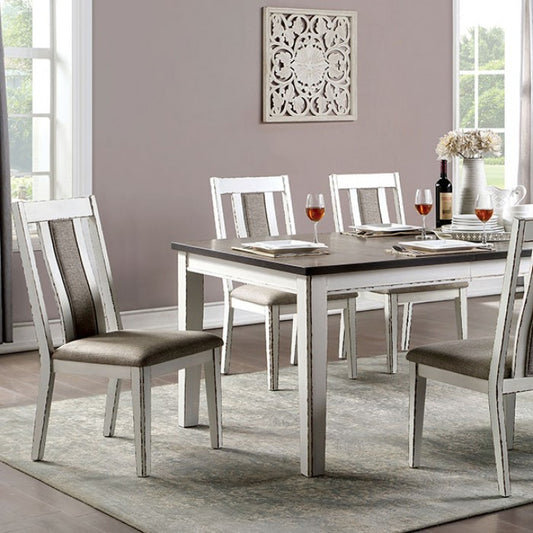 Halsey Rustic Solid Wood Weather White Dark Walnut Dining Table