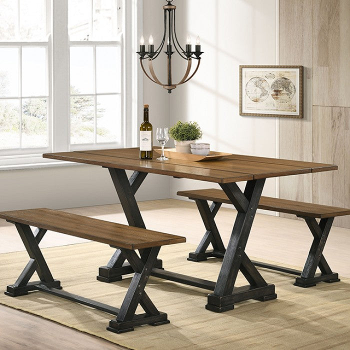 Yansley Rustic Solid Wood Antique Oak Black Dining Table
