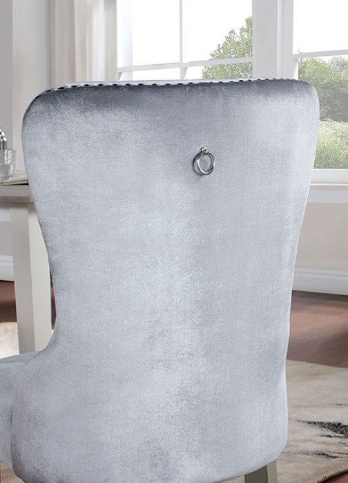 Adalia Glam Button Tufted Silver Dark Gray Chair