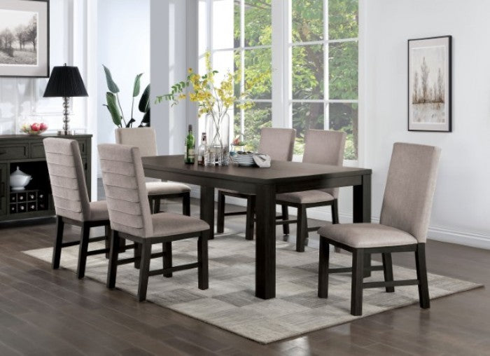 Umbria Transitional Linen Solid Wood Dining Table