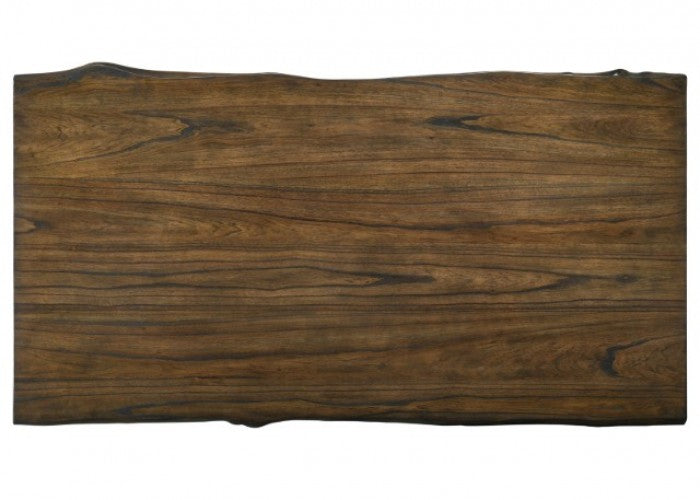 Barbary Industrial Metal Solid Wood Black Dark Oak Dining Table