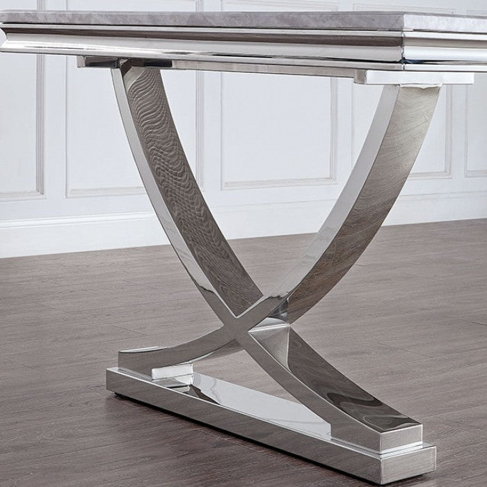 Wadenswil Glam Metal Chrom Marble Top Dining Table