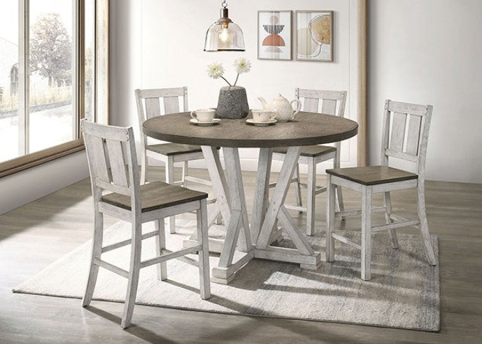 Dakota Rustic Solid Wood Antique White Ash Brown Counter HT Table