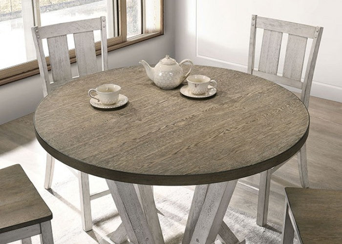 Dakota Rustic Solid Wood Antique White Ash Brown Counter HT Table