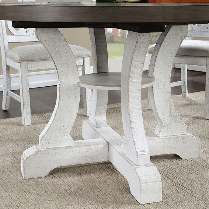 Auletta Rustic Solid Wood Distressed White Round Table