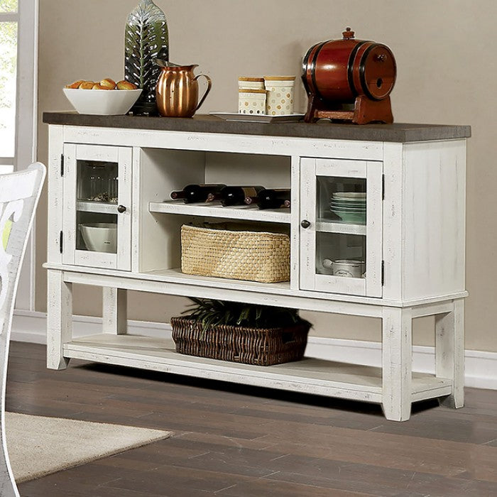 Auletta Rustic Solid Wood Distressed White Server