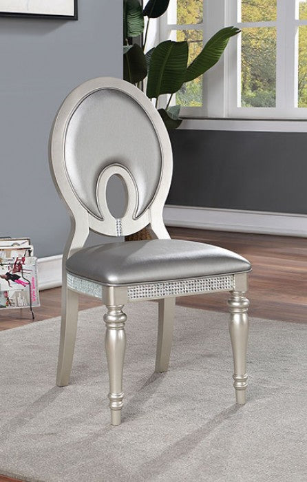 Catalina Transitional Mirror Solid Wood Silver Side Chair