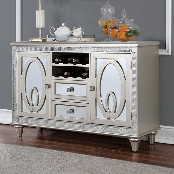 Catalina Transitional Mirror Solid Wood Silver Server