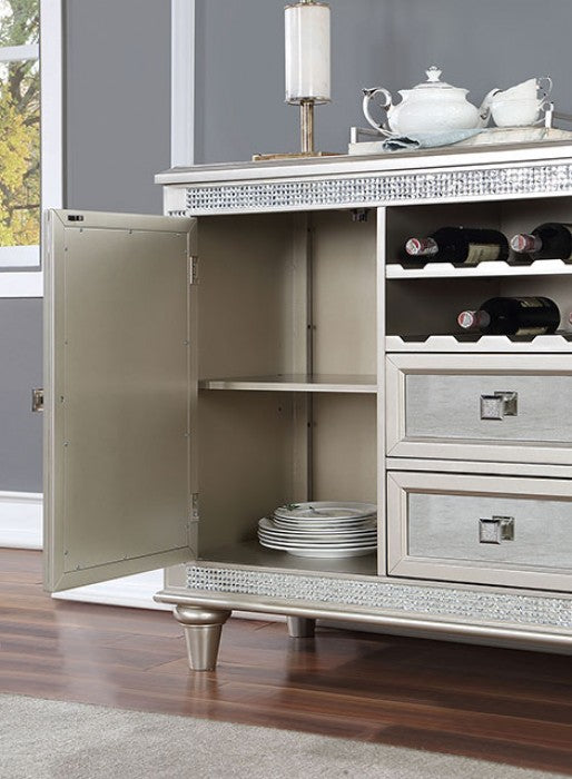 Catalina Transitional Mirror Solid Wood Silver Server
