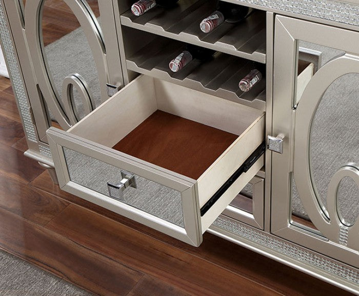 Catalina Transitional Mirror Solid Wood Silver Server