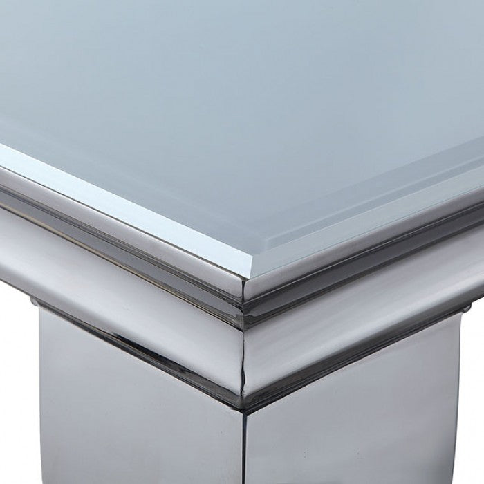 Neuveville Glam Stainless Steel Chrome Glass Top Table