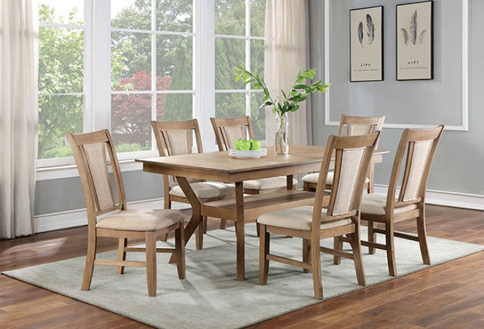 Upminster Transitional Fabric Solid Wood Dining Table