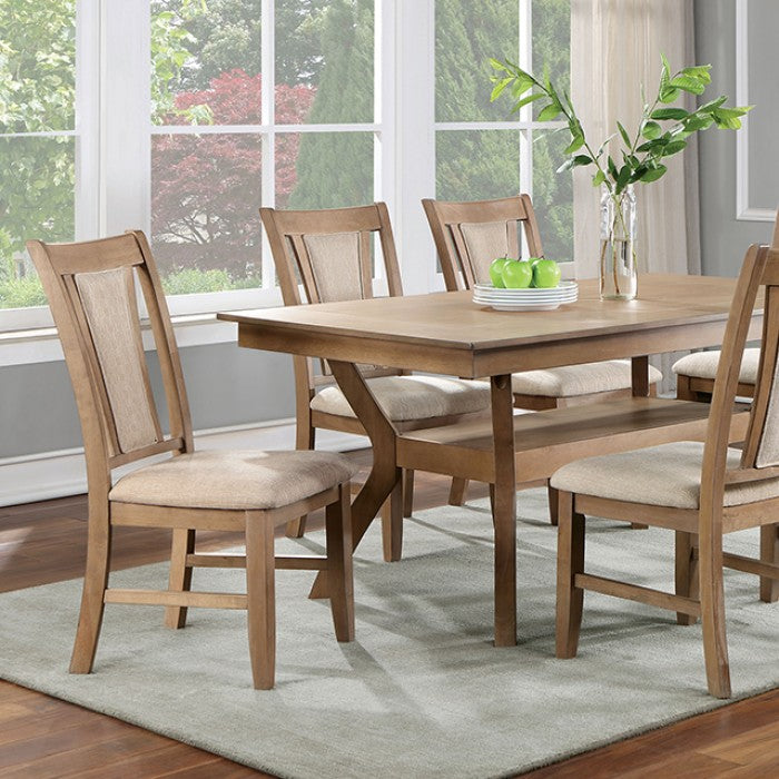 Upminster Transitional Fabric Solid Wood Dining Table