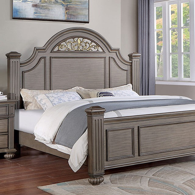 Syracuse Traditional Antique Brass Solid Wood Bed