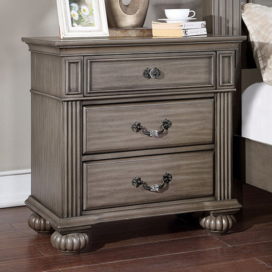 Syracuse Traditional Antique Brass Solid Wood Nightstand