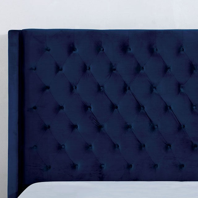 Ryleigh Transitional Velvet Solid Wood Button Tufted Bed
