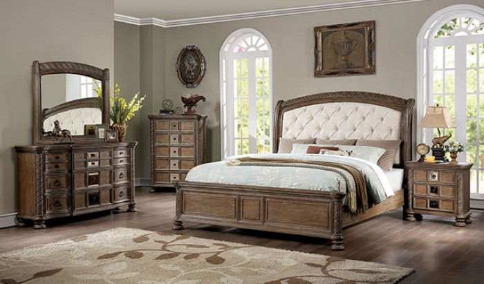 Timandra Transitional Fabric Solid Wood Rustic Natural Tone Chest