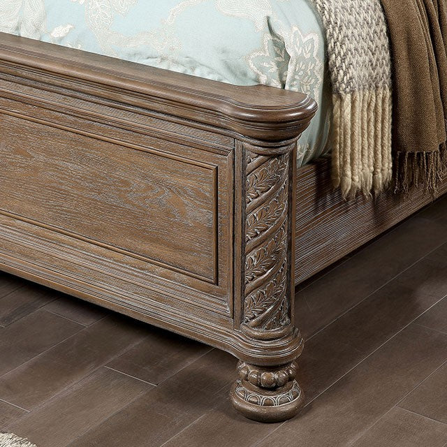 Timandra Transitional Fabric Solid Wood Rustic Natural Tone Bed