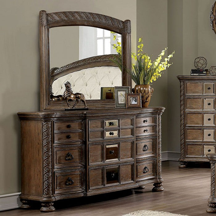 Timandra Transitional Fabric Solid Wood Rustic Natural Tone Dresser