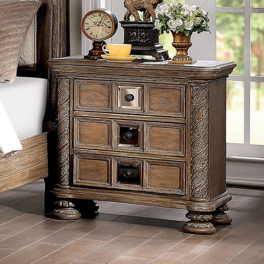 Timandra Transitional Fabric Solid Wood Rustic Natural Tone Nightstand