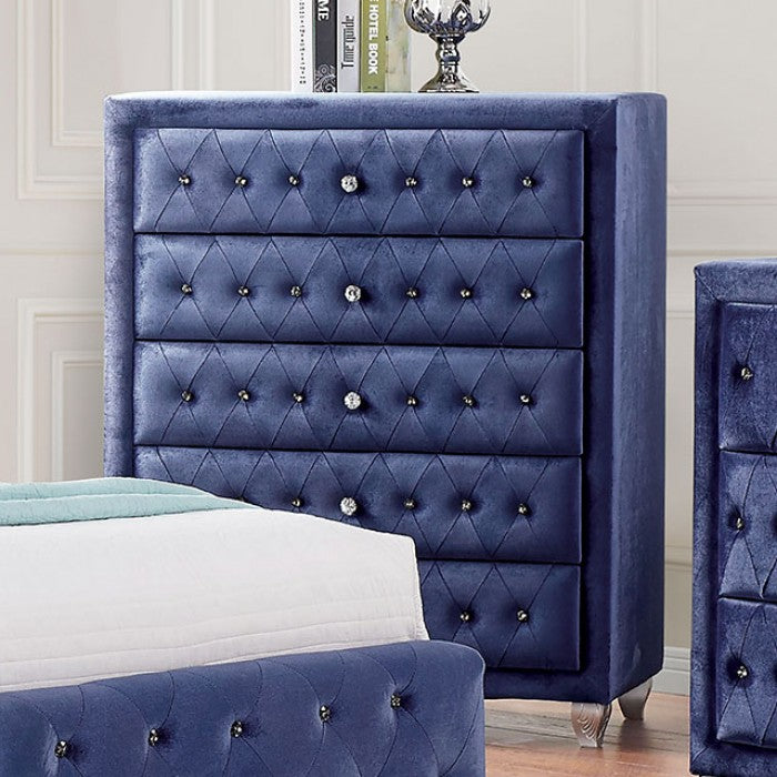Delilah Button Tufted Upholstered Black Chest