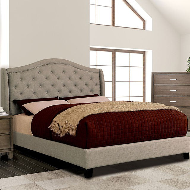 Carly Linen Fabric Solid Wood Bed