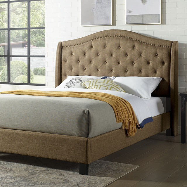 Carly Linen Fabric Solid Wood Bed