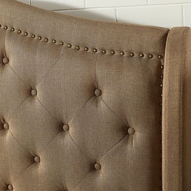 Carly Linen Fabric Solid Wood Bed