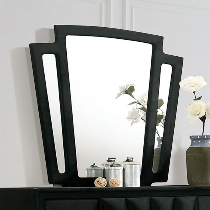 Carissa Tufted Upholstered Gray Mirror
