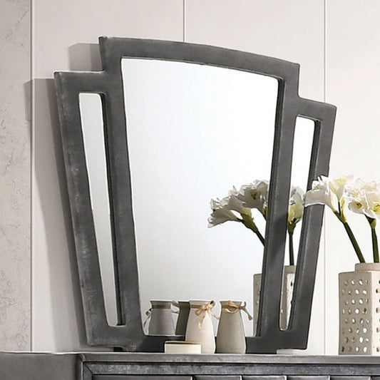 Carissa Tufted Upholstered Gray Mirror