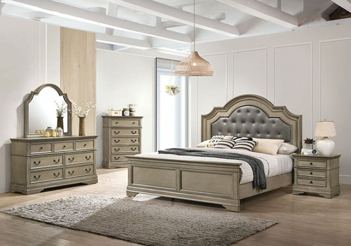 Lasthenia Transitional Leatherette Solid Wood Nightstand