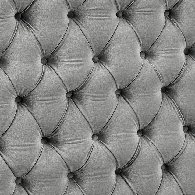 Stefania Glam Velvet Solid Wood Crystal Acrylic Buttons Upholstered Bed