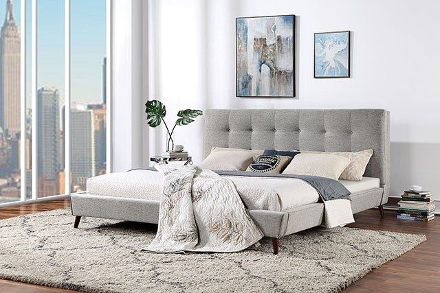 Leomin Mid Century Modern Padded Fabric Headboard Bed