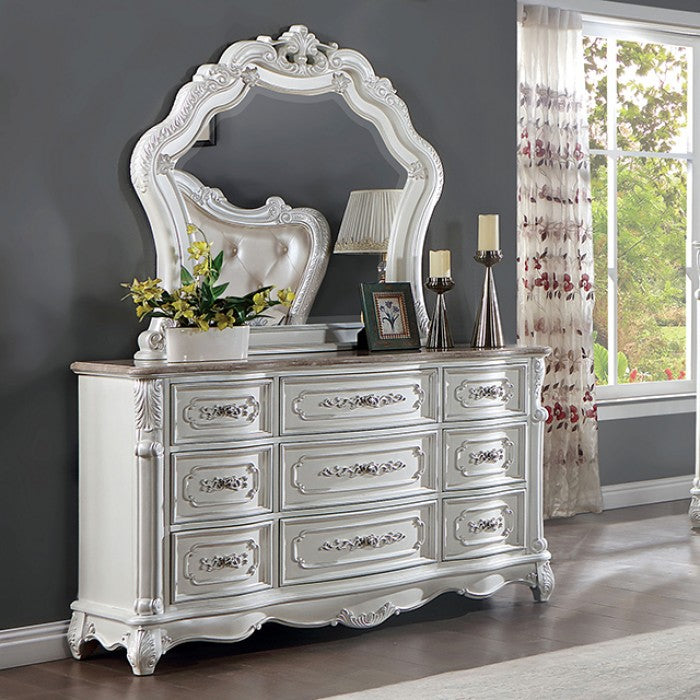 Rosalind Traditional Leatherette Solid Wood Dresser