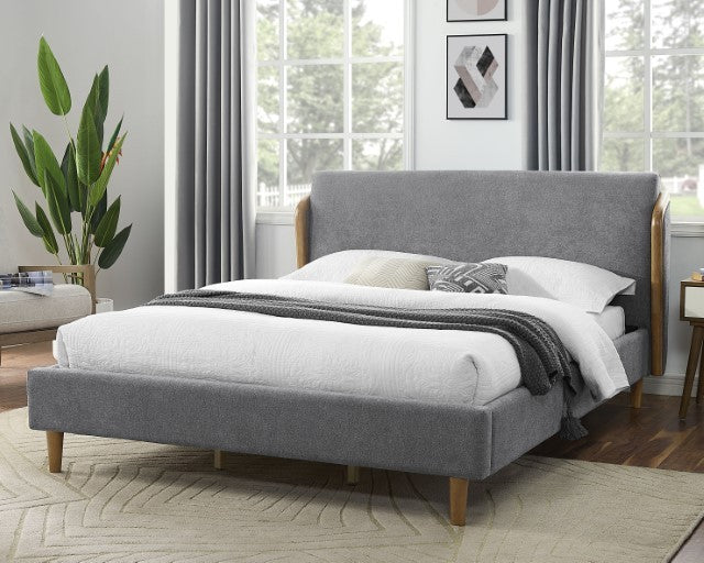 Ulstein Mid Century Fabric Solid Wood Bed