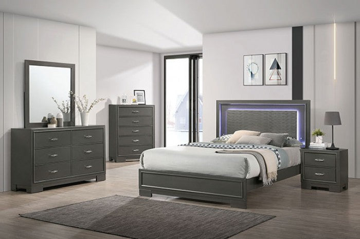 Alison Contemporary Solid Wood Metalic Gray Dresser