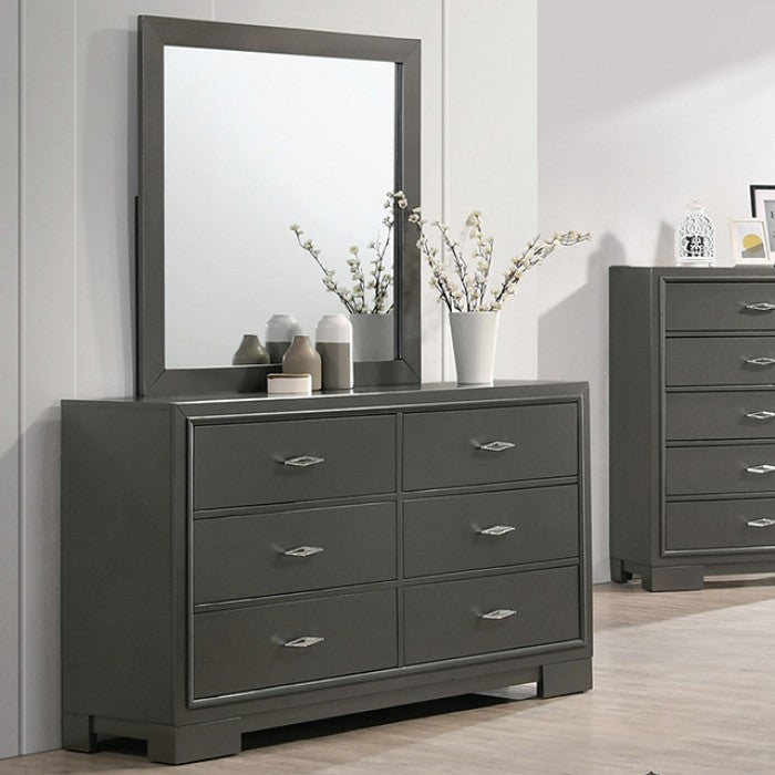 Alison Contemporary Solid Wood Metalic Gray Dresser