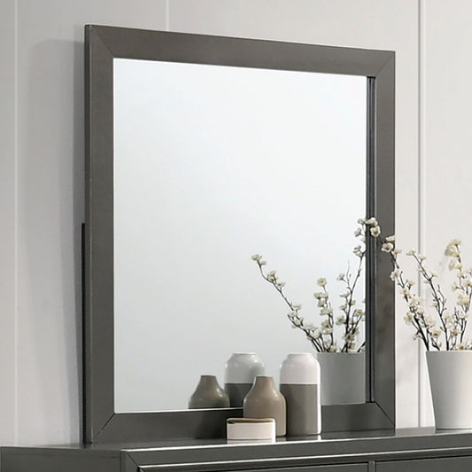 Alison Contemporary Solid Wood Metalic Gray Mirror