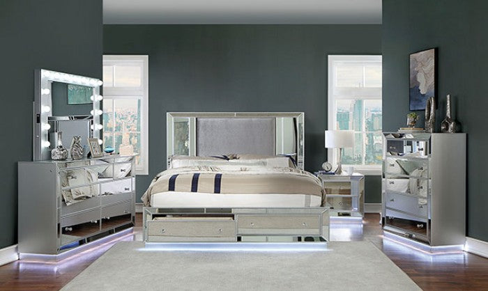 Belladonna Glam Mirror Solid Wood Nightstand