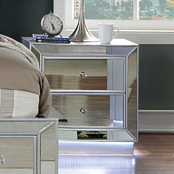 Belladonna Glam Mirror Solid Wood Nightstand