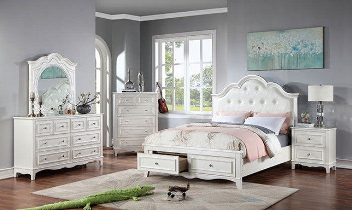 Cadence Transitional Padded Leatherette Crown Molding Nightstand