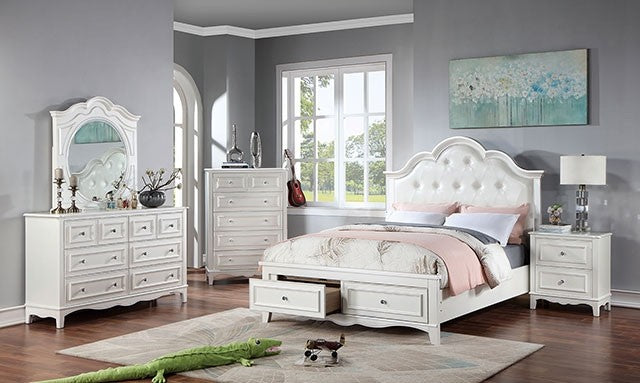 Cadence Transitional Padded Leatherette Crown Molding Bed