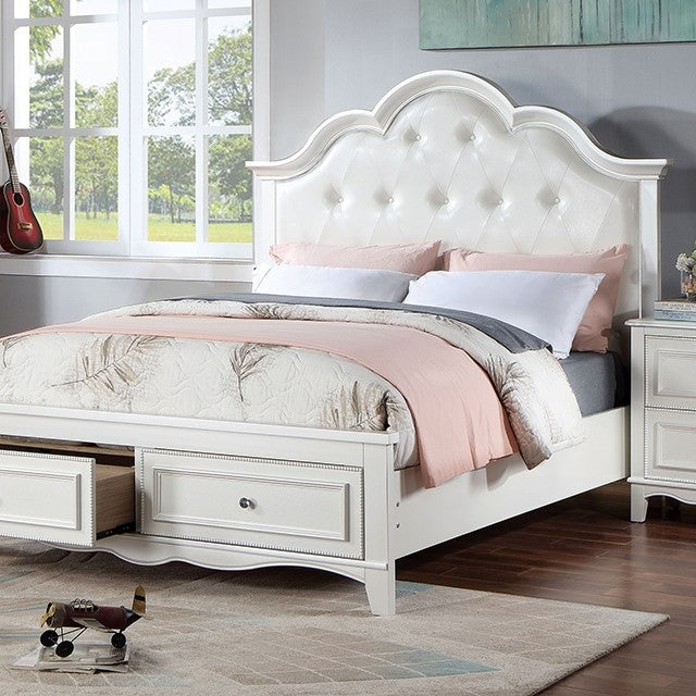 Cadence Transitional Padded Leatherette Crown Molding Bed
