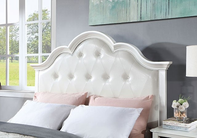 Cadence Transitional Padded Leatherette Crown Molding Bed