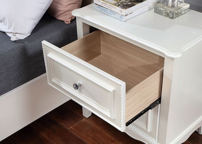 Cadence Transitional Padded Leatherette Crown Molding Nightstand