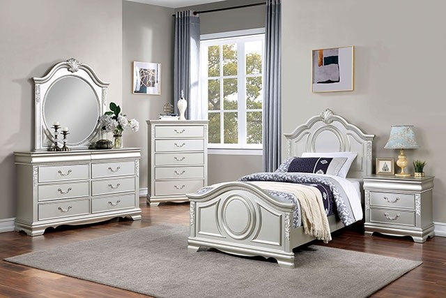 Alecia Transitional Crown Holding Silver Bed