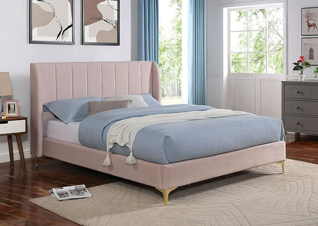 Pearl Contemporary Velvet Light Pink Bed
