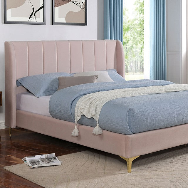 Pearl Contemporary Velvet Light Pink Bed