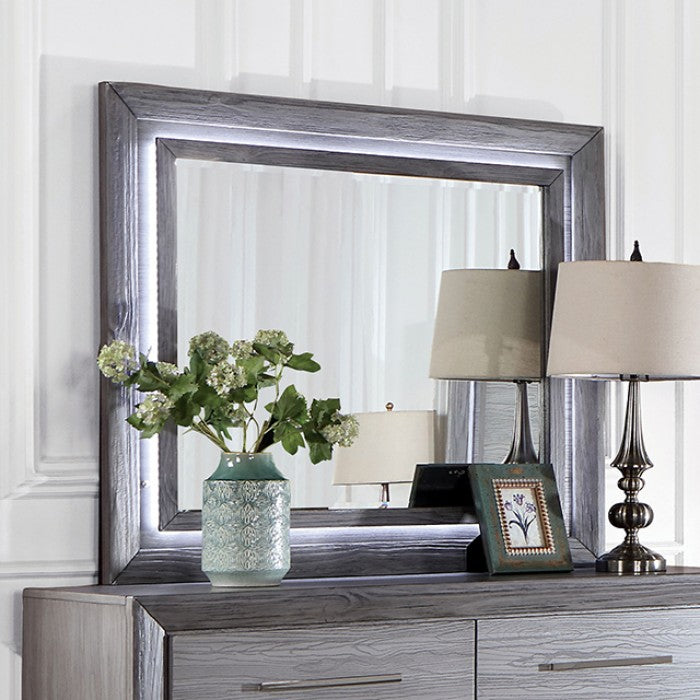 Raiden Transitional Metal Solid Wood Mirror